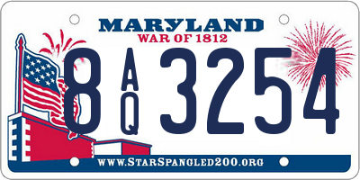 MD license plate 8AQ3254
