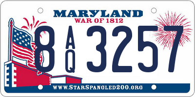 MD license plate 8AQ3257