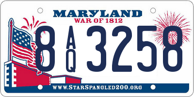 MD license plate 8AQ3258