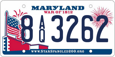 MD license plate 8AQ3262