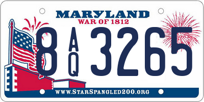 MD license plate 8AQ3265