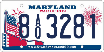 MD license plate 8AQ3281