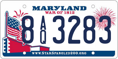 MD license plate 8AQ3283