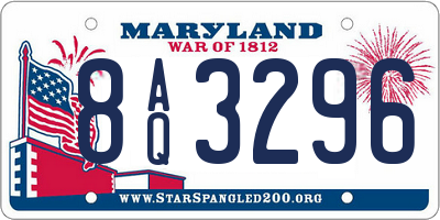 MD license plate 8AQ3296