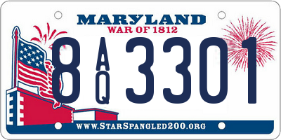 MD license plate 8AQ3301