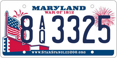 MD license plate 8AQ3325