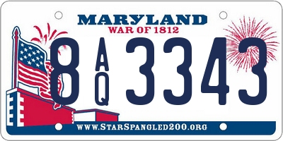 MD license plate 8AQ3343