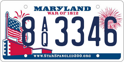 MD license plate 8AQ3346