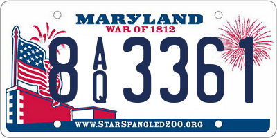 MD license plate 8AQ3361