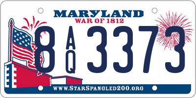 MD license plate 8AQ3373