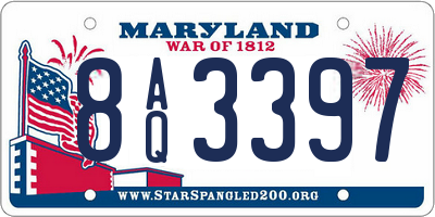MD license plate 8AQ3397