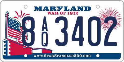 MD license plate 8AQ3402