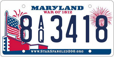 MD license plate 8AQ3418
