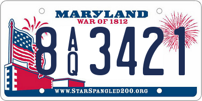 MD license plate 8AQ3421