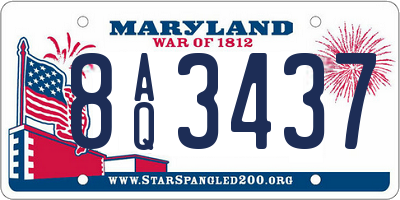MD license plate 8AQ3437