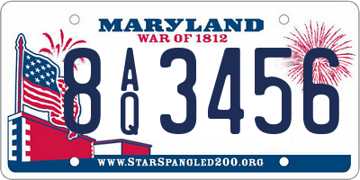 MD license plate 8AQ3456