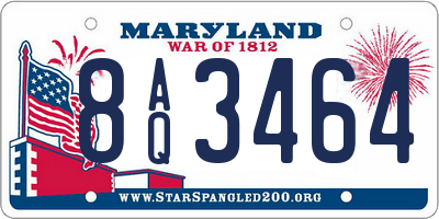 MD license plate 8AQ3464