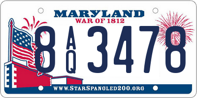MD license plate 8AQ3478