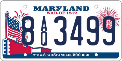 MD license plate 8AQ3499