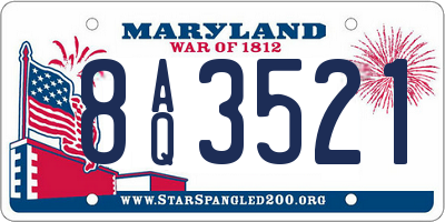 MD license plate 8AQ3521