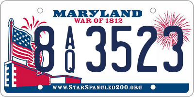 MD license plate 8AQ3523