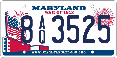 MD license plate 8AQ3525