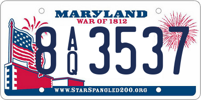 MD license plate 8AQ3537