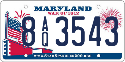 MD license plate 8AQ3543