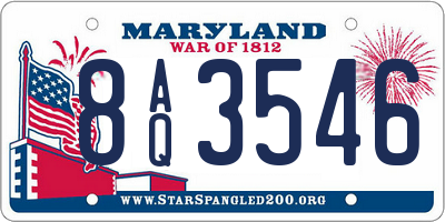 MD license plate 8AQ3546