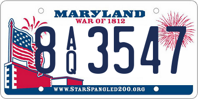 MD license plate 8AQ3547