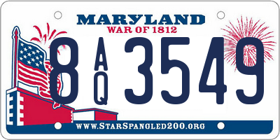 MD license plate 8AQ3549