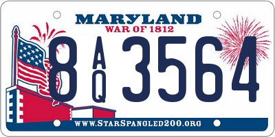 MD license plate 8AQ3564