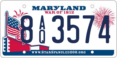 MD license plate 8AQ3574