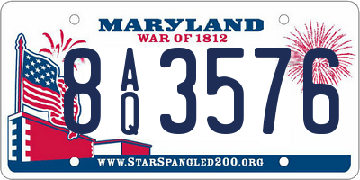MD license plate 8AQ3576