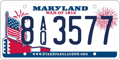 MD license plate 8AQ3577