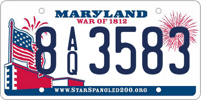 MD license plate 8AQ3583