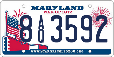 MD license plate 8AQ3592