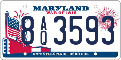 MD license plate 8AQ3593