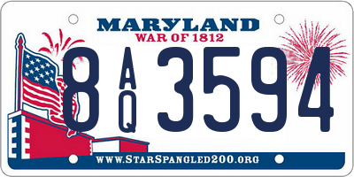 MD license plate 8AQ3594