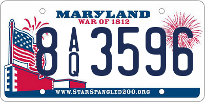 MD license plate 8AQ3596
