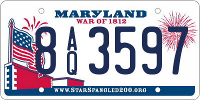 MD license plate 8AQ3597