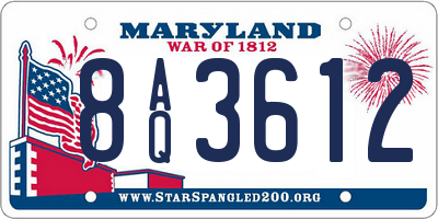 MD license plate 8AQ3612