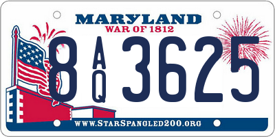 MD license plate 8AQ3625