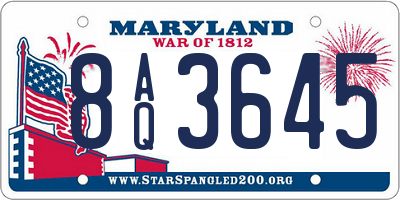 MD license plate 8AQ3645