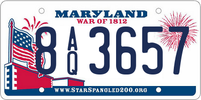 MD license plate 8AQ3657