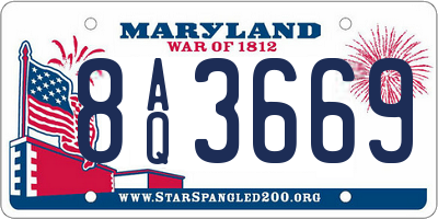 MD license plate 8AQ3669