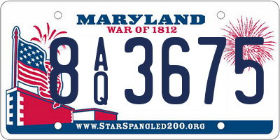 MD license plate 8AQ3675