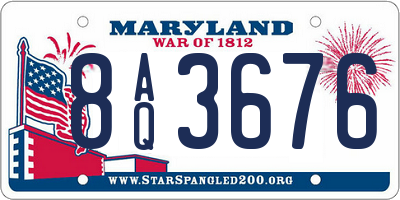 MD license plate 8AQ3676