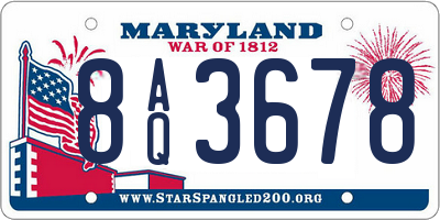 MD license plate 8AQ3678