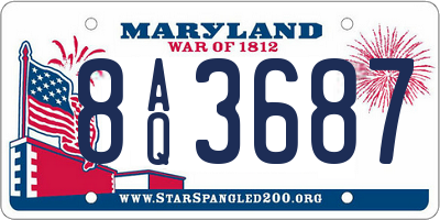MD license plate 8AQ3687